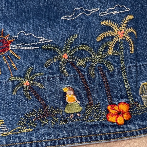 Gymboree Cream Oberalls and Blue Casual Denim Dress with Playful Embroidery - Picture 6 of 8